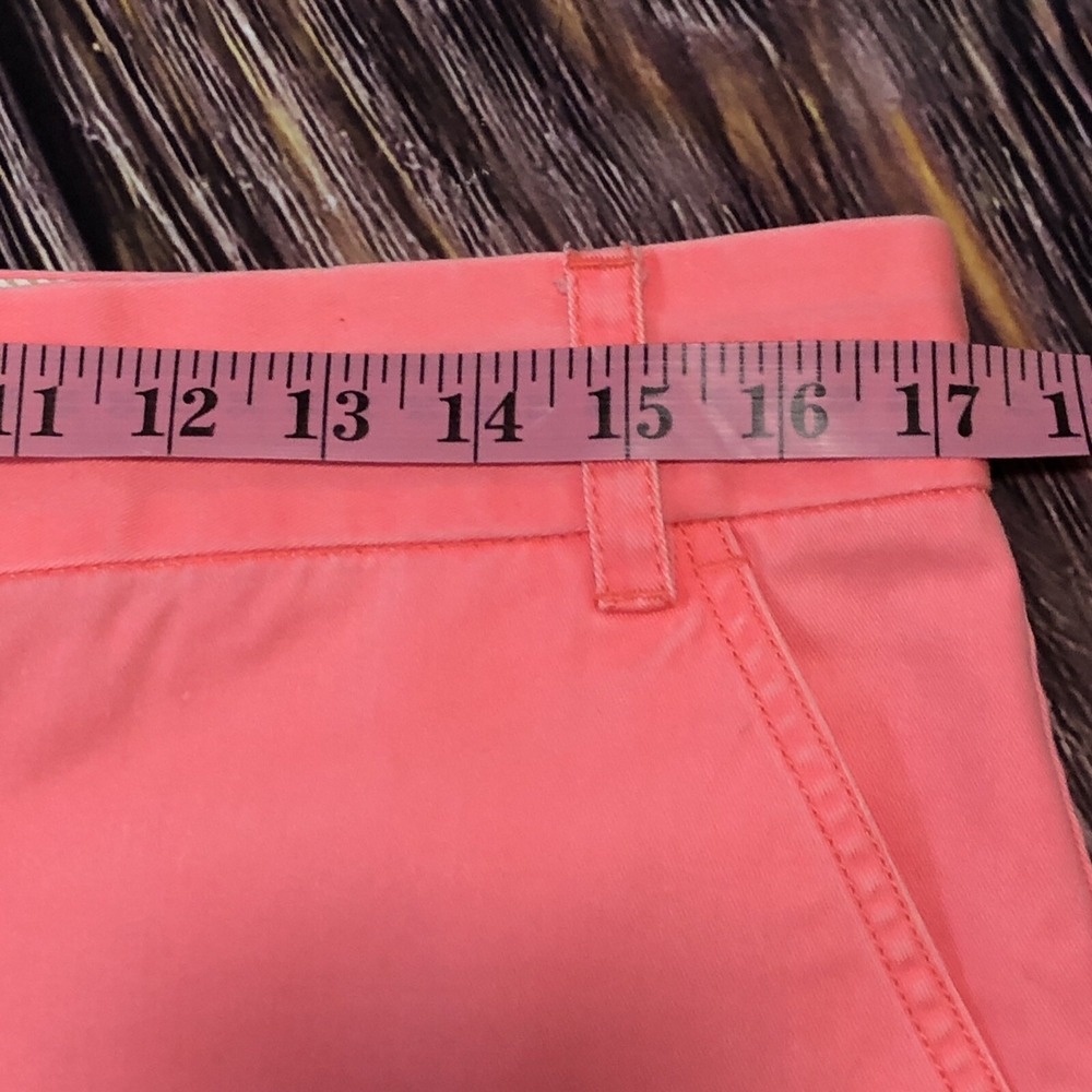 J‎ Crew Women's Size 6 Chino 100% Cotton Golf Shorts Coral With Green Waistband - Picture 6 of 9